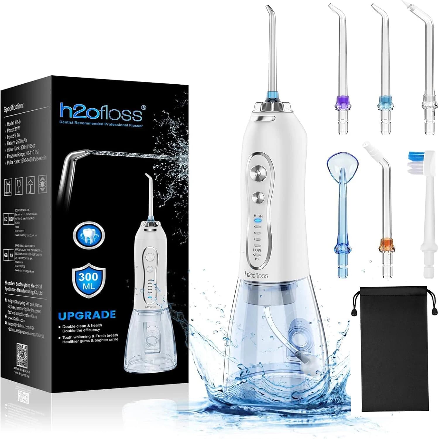 h2ofloss Dental Oral Irrigator Portable Water Flos