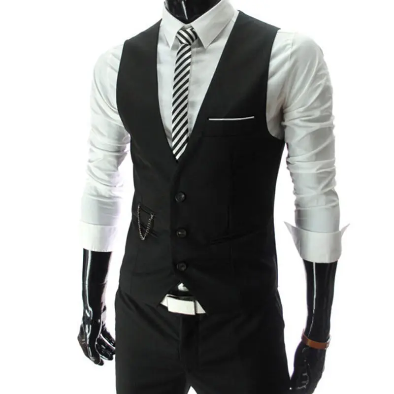M-7XL 2026 New Dress Vests For Men Slim Fit Mens Suit Vest Male Waistcoat Gilet Homme Casual Sleeveless Formal Business Jacket