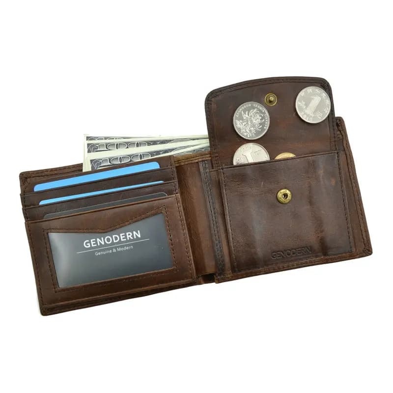 Cow Leather Men Wallets with Coin Pocket Vintage M