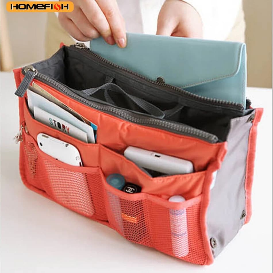 HOMEFISH Multi Functional Large Capacity Makeup Bag Portable Double Zipper Toiletries Travel Storage Bag Mommy Bag Multi Pocket