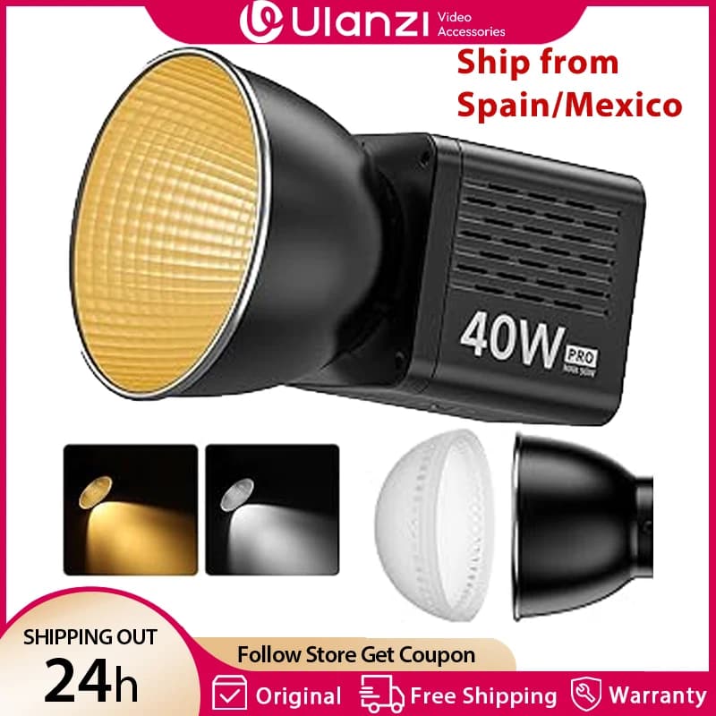 Ulanzi L023 40W Pro Portable LED Video Light Bi-Color COB Photographic Studio Light 2500K-6500K 3400mAh for Video Live-streaming