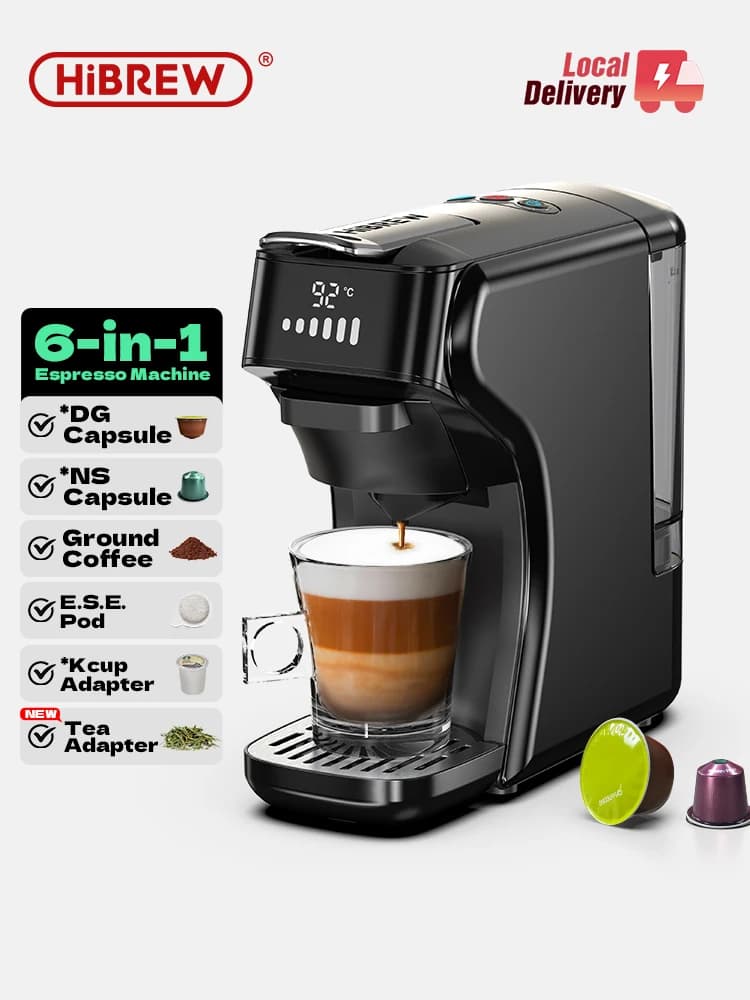 HiBREW 6in1 Capsule Coffee Machine Hot/Cold Multiple Espresso Cafetera Cappuccino Coffee Maker Dolce Gusto Nespresso Powder H1B