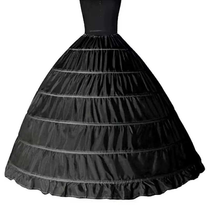 6 Hoop Crinoline Long Wedding Petticoat Ball Gown Dress Black White Red Underskirt Skirt Half Slips Wedding Accessories