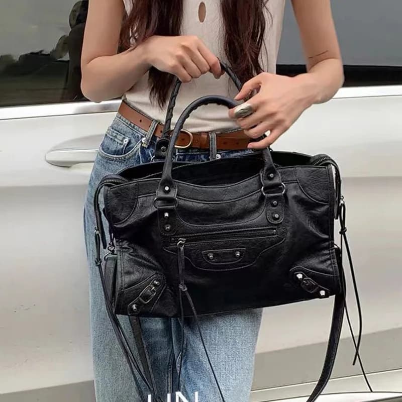 2026 Trendy Motorcycle Bags Women's City Tote Bag Y2k Classic Street Fashionable Shoulder Pu Leather Crossbody Handbag