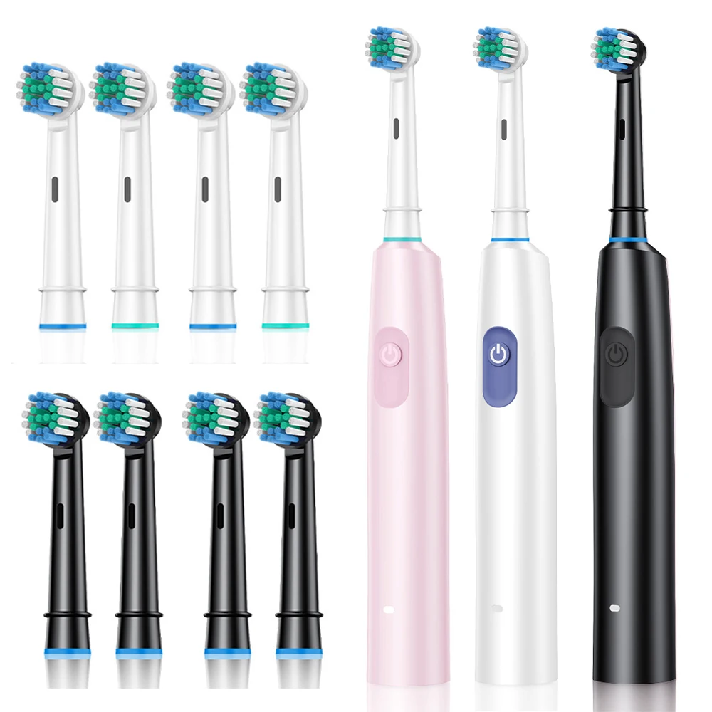 Electric Toothbrush Rotary Rechargeable Electric Toothbrush for Adults Rotating Electric Toothbrushes with 8 Soft Brush Heads