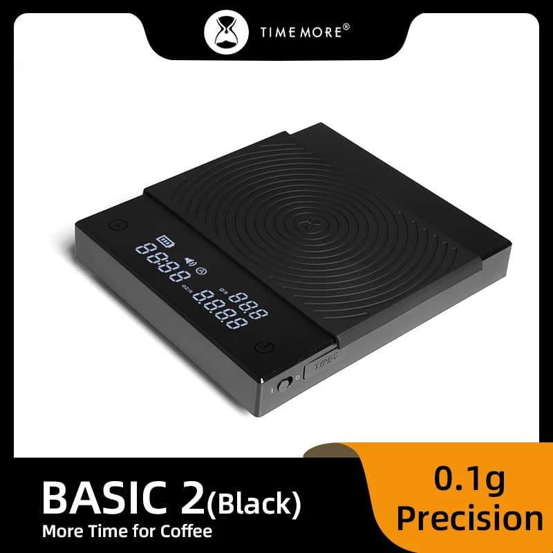 TIMEMORE Store Black Mirror Basic2 Plus New Up Digital Coffee Food Kitchen Scale With Time  USB Light Weight Mini Digital Scale
