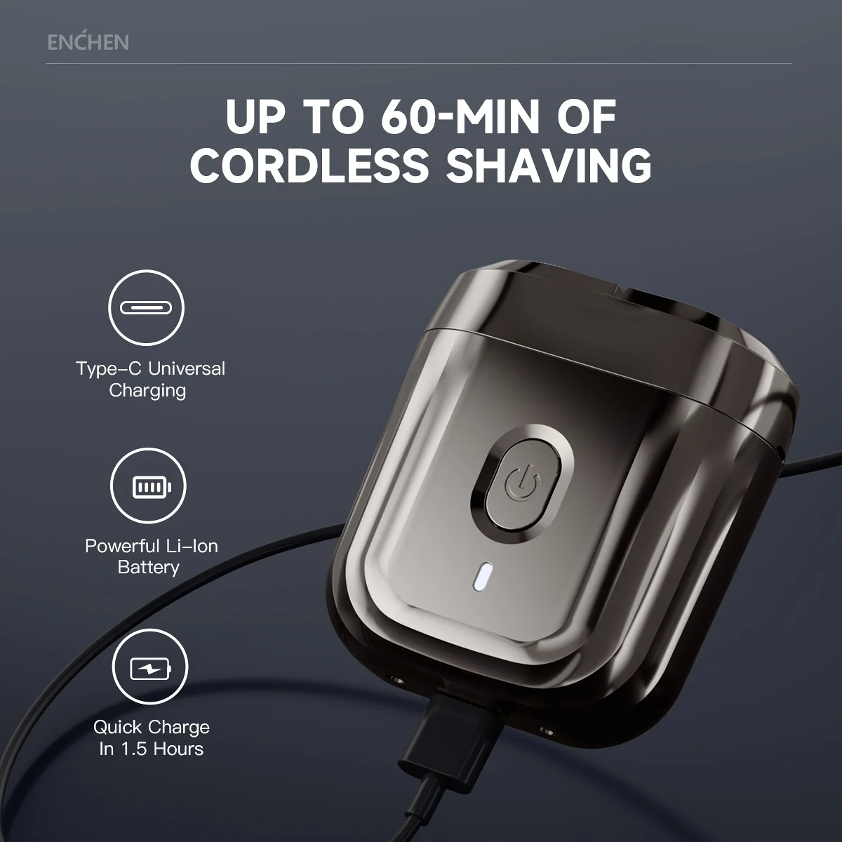 ENCHEN Mini6 2-Direction Flex Heads Electirc Shaver 100% Waterproof Up to 60-Min OF Cordless Shaving With Magnetic Cutter Head