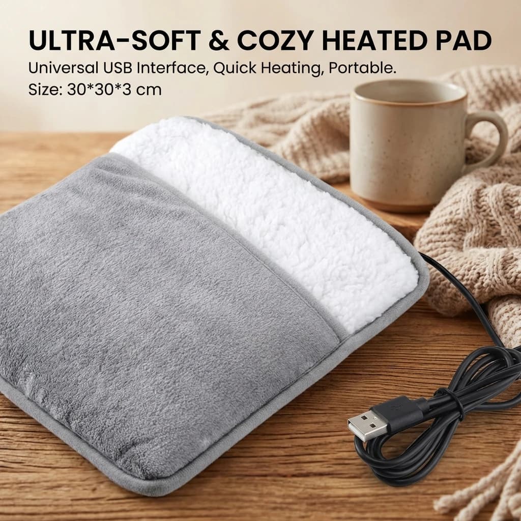 Soft Plush Electric Foot Warmer USB Heating Pad Thermal Warm Foot Cover for Home Bedroom - Soft Plush Foot Heater