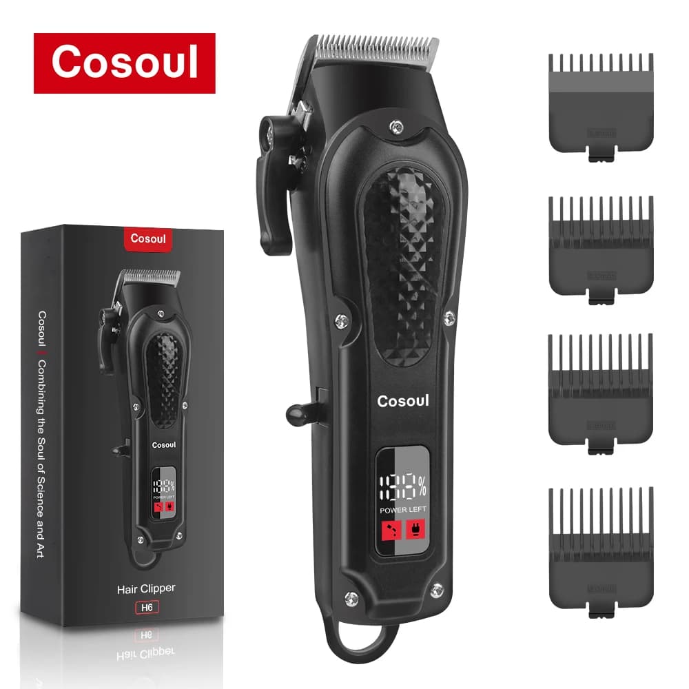 Cosoul Hair Clipper Compact Size Hair Trimmer Electric Beard Trimmer LED Display Hair Length Adjustable Big Capacity Battery