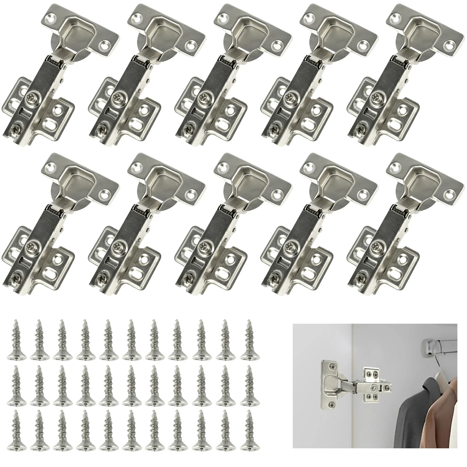 10/20Pcs Door Hinge Stainless Steel Cabinet Door H