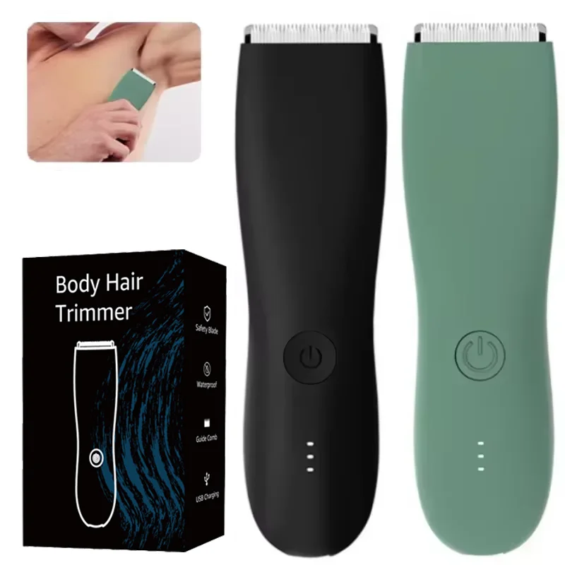 Body Hair Trimmer Shaver for Men Ball Trimmer for Groin Pubic Replaceable Ceramic Blade Groomer Electric Razor Waterproof Clippe