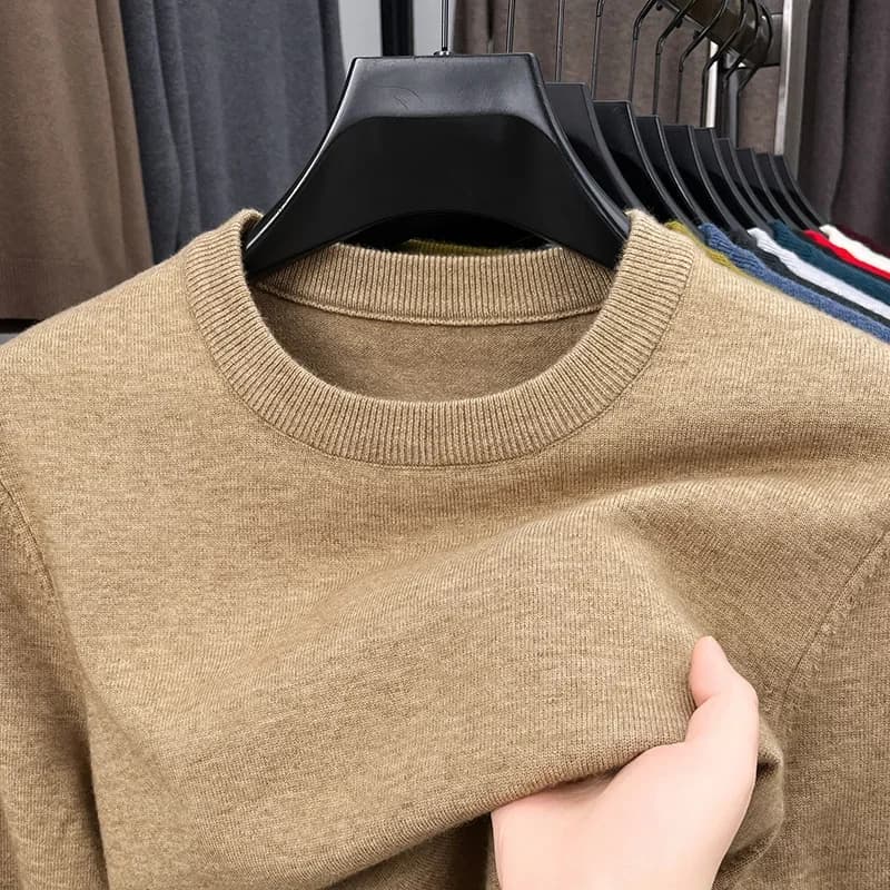 2025 New Men's Casual Sweater Round Neck Long Sleeve Knitted Sweater Diamond Pattern Fashion Versatile Top