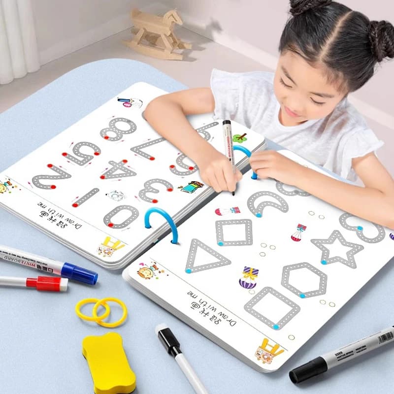 32-Page Reusable Magic Practice Notebook Set |   Whole Brain Development, Writing Training, and Art Education Handbook |   Learn Writing Skills, Paper Materials, Durable Binding |   Color Pages | Chri