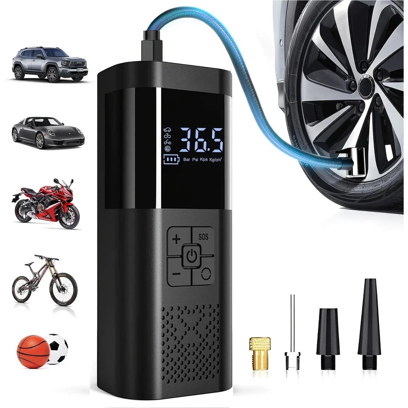 Portable Car Air Compressor 3X Faster 150PSI Cordless Tire Inflator Pump with Digital Gauge for Car Motorcycle Bike Air Pump