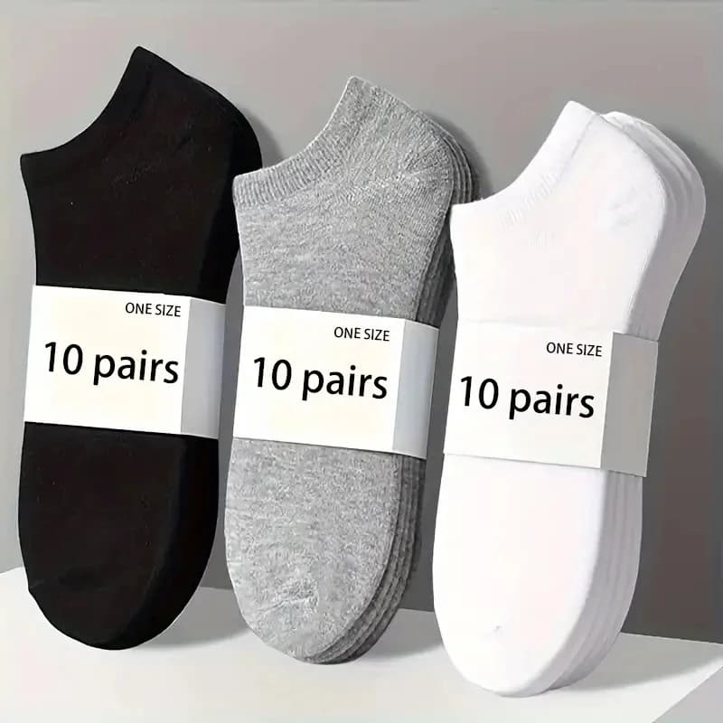 5/10-Pack Unisex Comfort-Fit Ankle Socks For All,