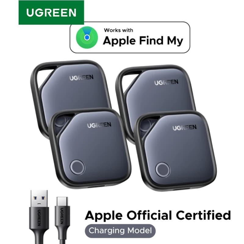 UGREEN FineTrack (iOS Only)Air Tracker Tags, 1-Year USB-C Rechargeable Battery Bluetooth Tracker Compatible with Apple Find My