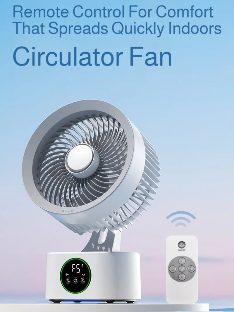 Portable Wall-Hanging Fan With Remote Control Rechargeable Usb Electric Folding Fan Nightlight Air Cooler Household Shaking