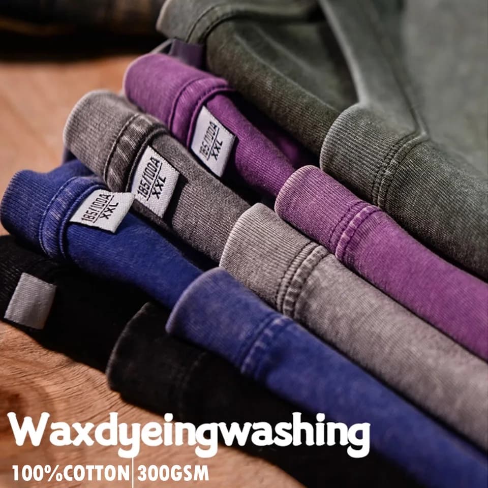 240g-300g Heavy Men Washed Vintage Oversized T-Shirt Street Hip Hop Punk Tee Harajuku Casual Cotton Short Sleeve Acid Wash Top