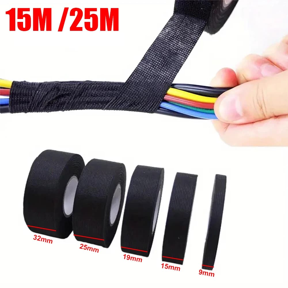 1-4pcs 15/25M High Temp Wire Harness Wrapping Tape