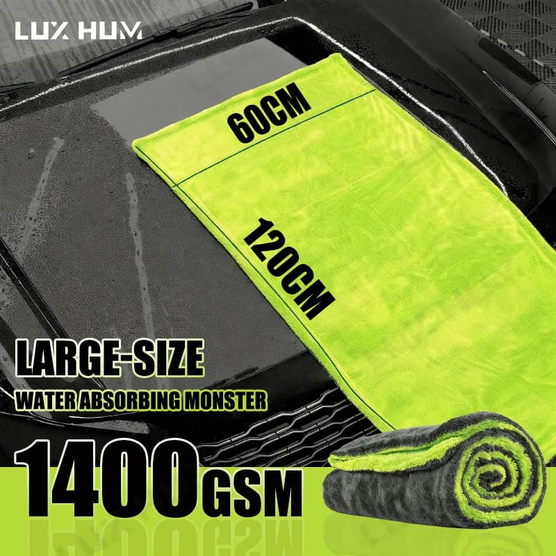 1400GSM Heavy Duty Car Drying Towel 60x120cm Oversized Double-Side Cleaning Cloth Super Absorbent Ultra-Soft Scratch-Free Towel