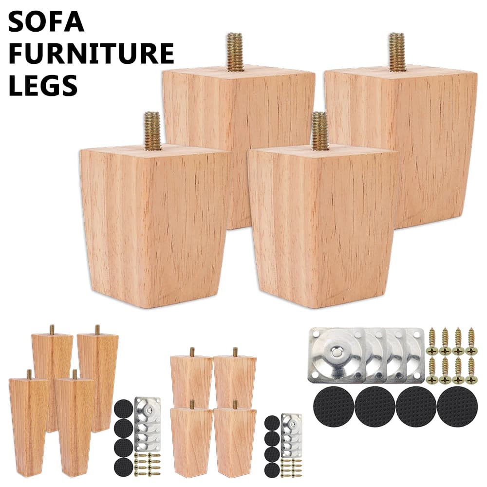 4Pcs 6/10/15cm Solid Wood Furniture Feets Sofa Cab