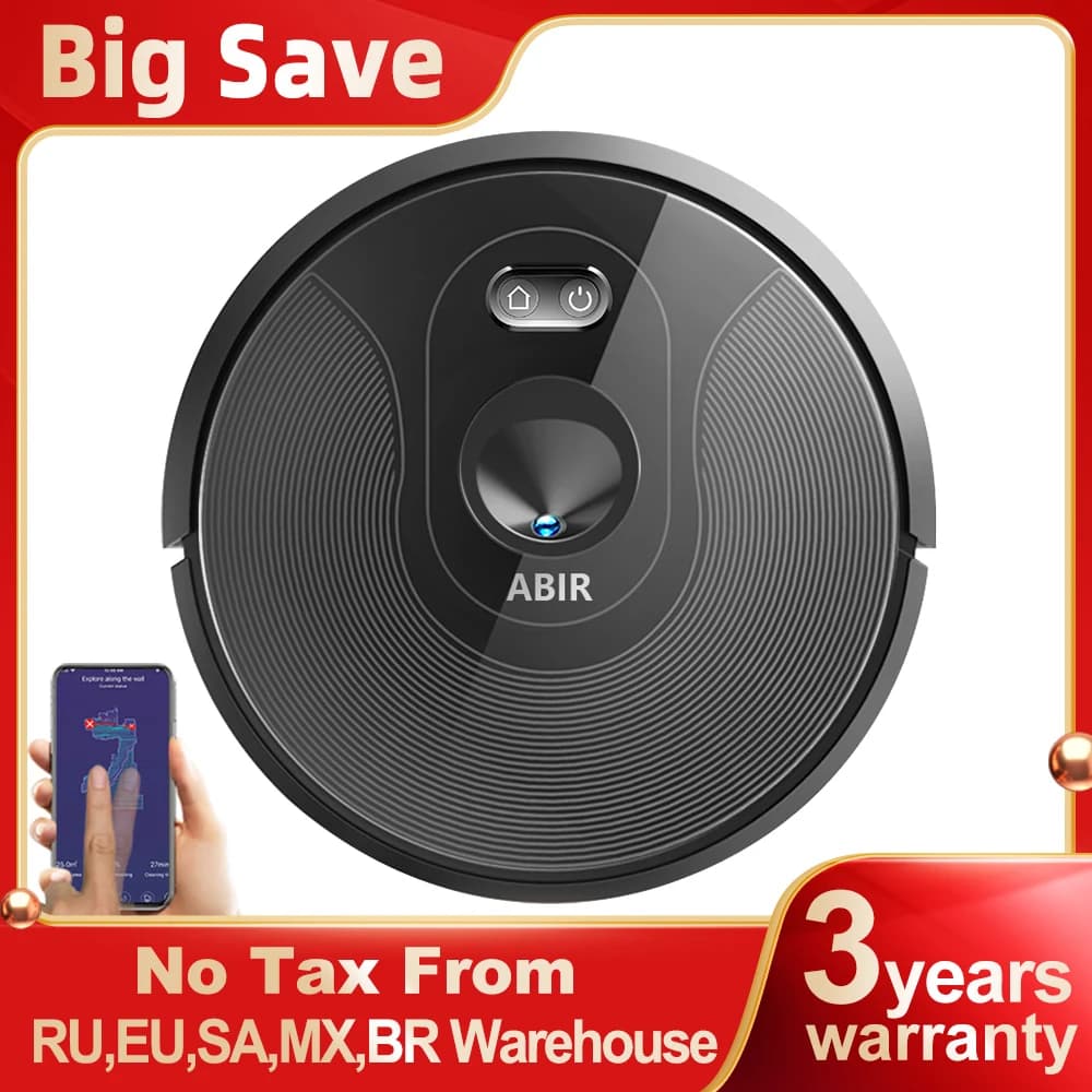 Robot Vacuum Cleaner ABIR X6 ,Visual Navigation,APP Virtual Barrier,6000PA Suction,Smart Home Mop,Floor Carpet Washing Tool