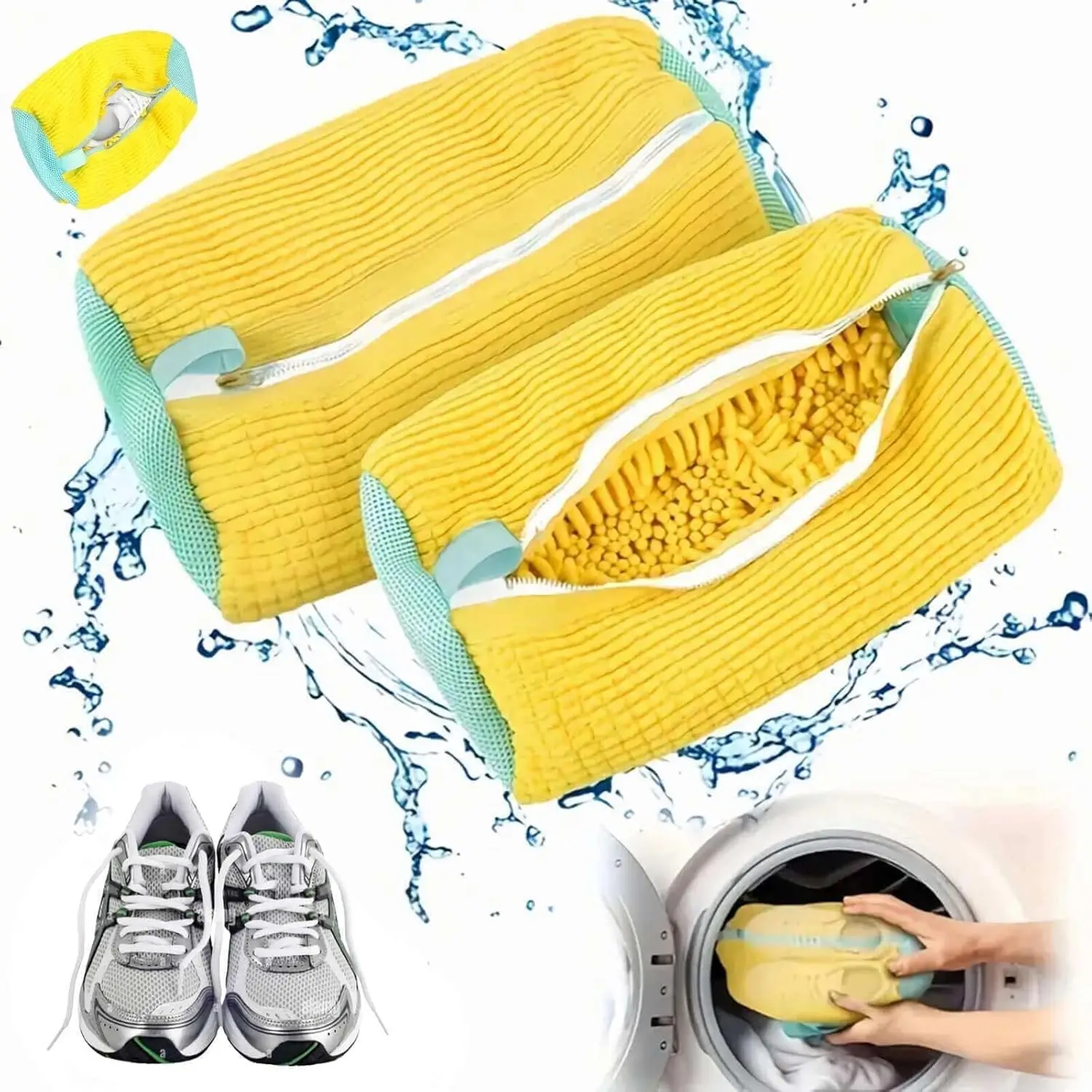 Durable Mesh Shoe Wash Bag with Zipper Rich Fluff
