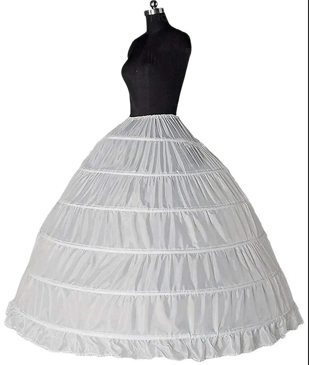 2025 New 6 Hoop Crinoline Black White Long Wedding