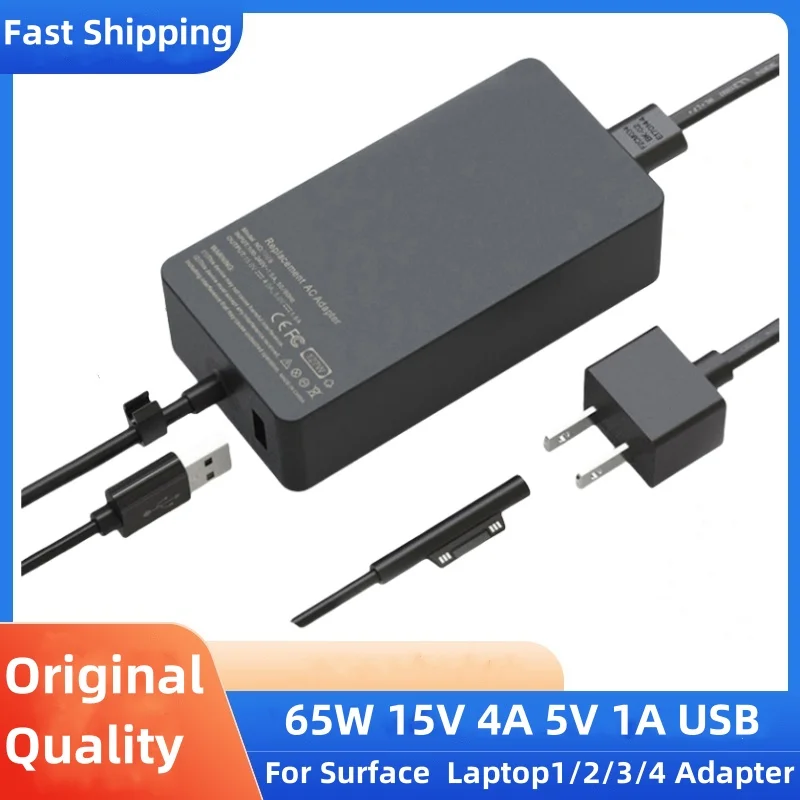 Laptop Charger 65W Adapter Compatible for Microsoft Surface Pro 9/8/X/7/6/5/4/3 Surface Laptop 5/Studio/4/Go/3/2/1 Surface Book
