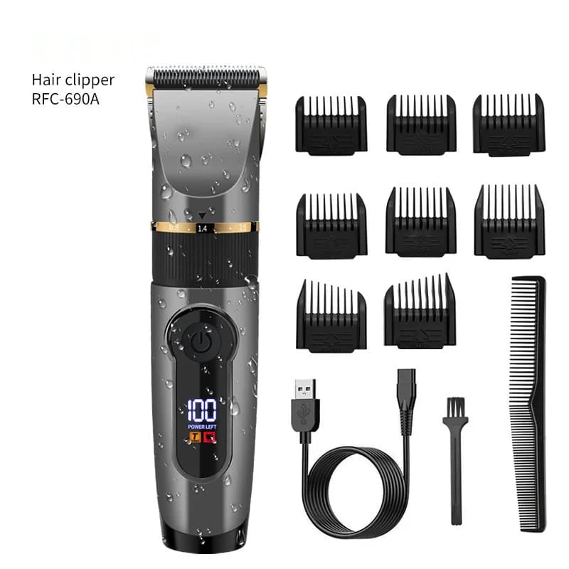 Professional Hair Clipper Ceramic Blade Male Hair Trimmer LED Display Haircut Machine USB charging
