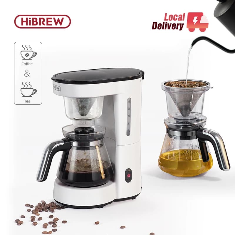 HiBREW 3 in 1 America Drip Coffee Machine Pour Over Coffee Maker Glass Teapot Hot Tea Maker  750ML H12