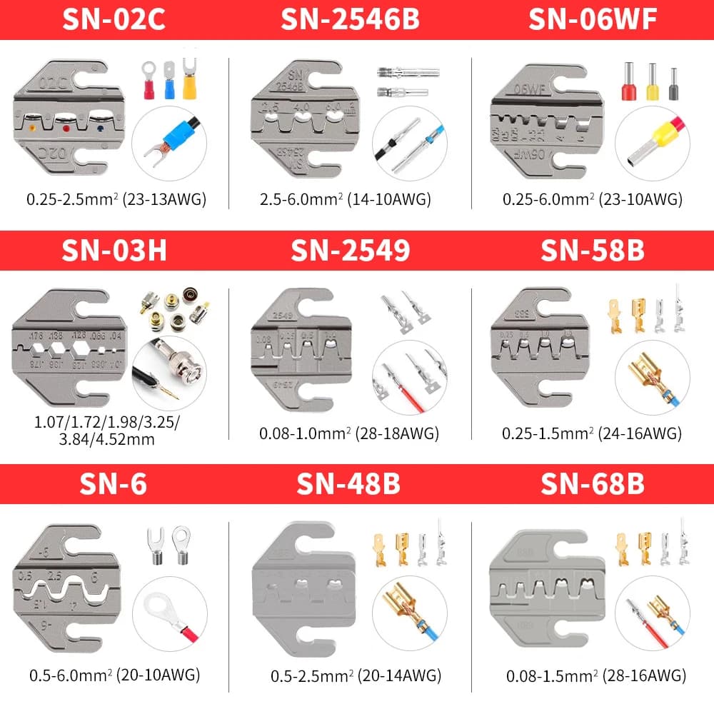 SN Crimping Tool Pliers Crimp Jaw Set,4mm slot jaw