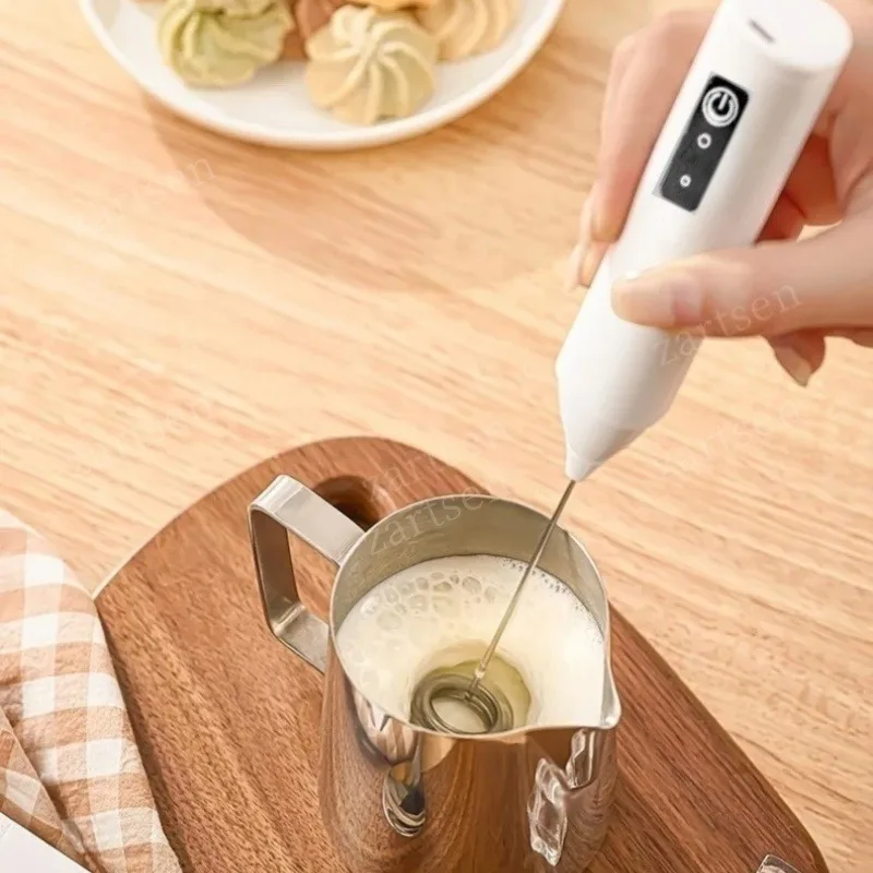 MINI Milk Frother USB Rechargeable 3 Speeds Foam Maker Coffee Whisk Mixer Electric Handle Blender Egg Beater Hot Cooking Tools