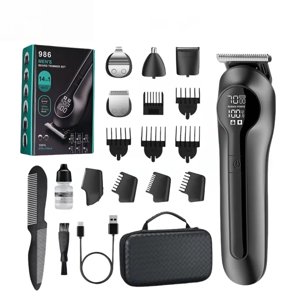 6-in-1 Multifunctional Grooming Kit Hair Clipper With Digital Display High Power Electric Shaver Nose Hair Trimmer