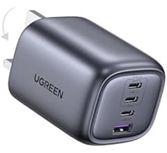 شاحن يوجرين بقوة 65 واط بمنفذ تايب سي، مزود بـUSB-A وثلاثة منافذ USB-C، شواحن راس متنقل بتقنية GaN،الشاحن ايفون، متوافق مع …
