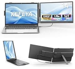 موسع شاشة لابتوب 14 انش FHD 1080P IPS مزدوج من كيفيا، شاشة محمولة للتوصيل والتشغيل USB-C/HDMI/USB-A لاجهزة لابتوب 13-17 انش…
