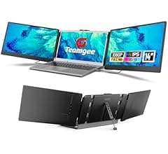 تيمجي موسع شاشة لابتوب 14 انش، شاشة FHD 1080P IPS ثلاثية محمولة للابتوب 13-17 انش (قطري)، HDMI/USB-A/نوع C، التوصيل والتشغي…