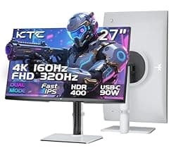 شاشة KTC مقاس 27 بوصة، 4K، وضع مزدوج UHD ‏160 هرتز وFHD ‏320 هرتز، Fast IPS، تقنية HDR400، مزامنة تكيف، منافذ HDMI 2.1 وDis…
