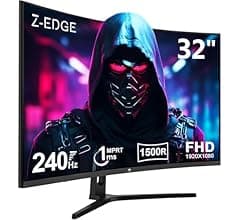 شاشة ألعاب UG32P منحنية 16:9 بدقة FHD 1920×1080 ومعدل تحديث عالي 240 هرتز ووقت استجابة فائق السرعة 1 مللي ثانية بتقنية AMD …