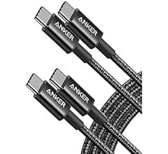 كيبل USB C، عبوة من قطعتي كيبل نايلون جديد USB C الى USB C من انكر (6 اقدام 60 واط)، كيبل شحن لاجهزة ماك بوك برو 2020 وايبا…