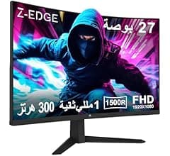 شاشة ألعاب منحنية 27 بوصة من زد-ايدج، 300 هرتز، 1 مللي ثانية 16:9 FHD 1080 بيكسل، شاشة منحنية بدون اطار، 1500R، UG27S، دعم …