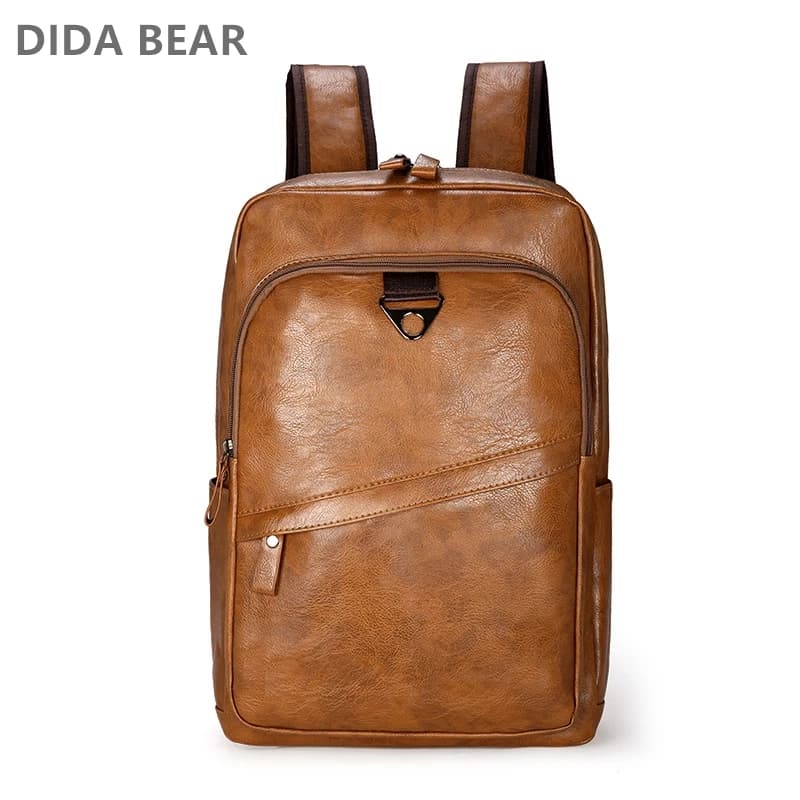Men Backpack PU Leather Bagpack Large Laptop Backpacks Male Mochilas Casual Schoolbag For Teenagers Boys High Quality Rucksack