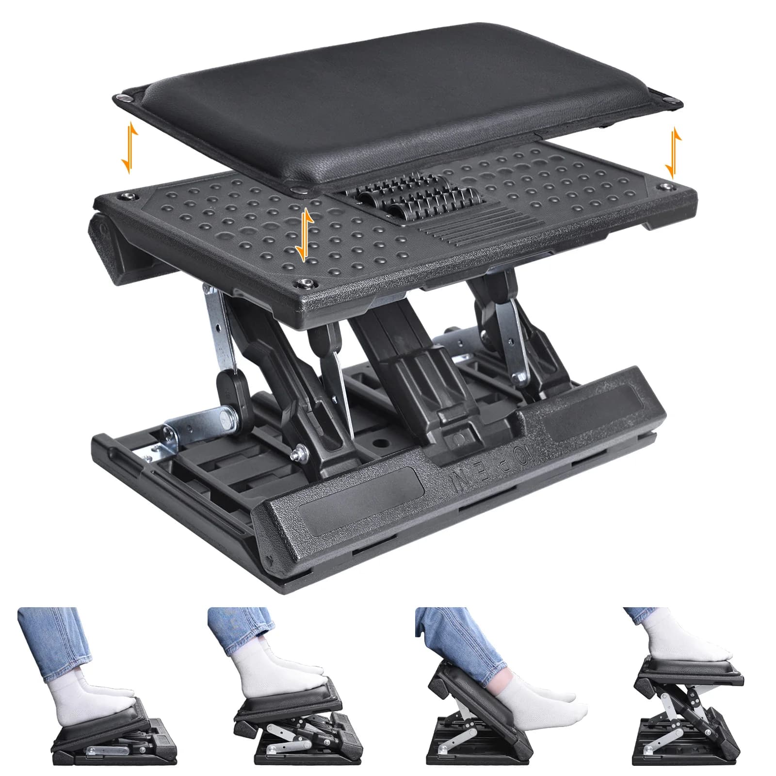 Scalebeard Under Desk Foot Rest at Work Height Adjustable Infinite Angle Ergonomic Foldable Footrest for Office Gaming