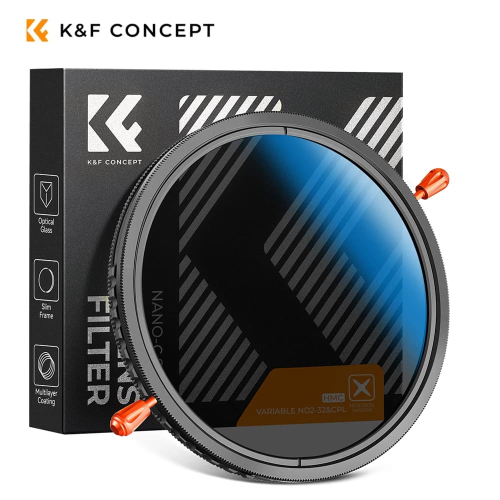 K&F Concept 2in1 Variable ND2-ND32+CPL Filter Circular Polarizing Multi-function 37-82mm Neutral Density Camera Lens Filter