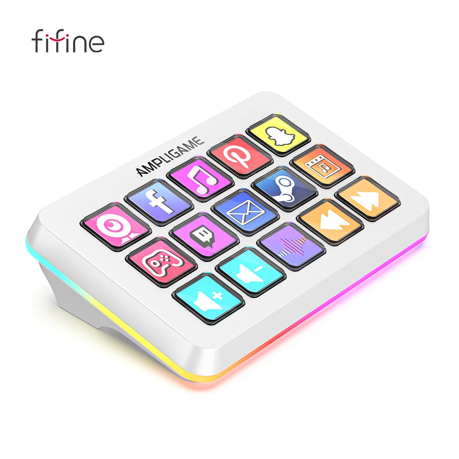 FIFINE D6 Macro Stream Controller App-Triggered Actions with 15-Key Programmable Deck for Live Streaming, for OBS/Twitch/YouTube