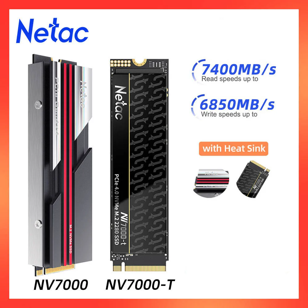 Netac SSD NVMe M2 1TB 2TB 4TB SSD PCIe4.0 M.2 2280 NVMe DRAM Cache Internal Solid State Drive for Desktop Laptop PS5 PC Computer